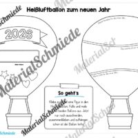 Heißluftballons zum neuen Jahr 2026 (Arbeitsblatt 04)