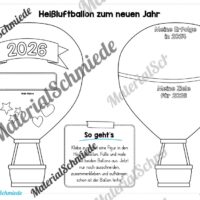 Heißluftballons zum neuen Jahr 2026 (Arbeitsblatt 06)