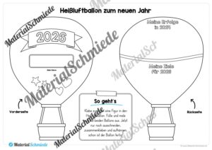 Heißluftballons zum neuen Jahr 2026 (Arbeitsblatt 06) Heißluftballons zum neuen Jahr 2026 (Arbeitsblatt 06)