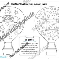 Heißluftballons zum neuen Jahr 2026 (Arbeitsblatt 08)