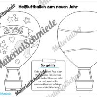 Heißluftballons zum neuen Jahr 2026 (Arbeitsblatt 09)