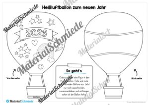 Heißluftballons zum neuen Jahr 2026 (Arbeitsblatt 09) Heißluftballons zum neuen Jahr 2026 (Arbeitsblatt 09)