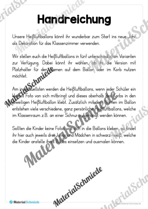 Heißluftballons zum neuen Jahr 2026 (Arbeitsblatt 14)