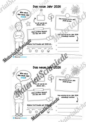 Mini-Heft: Neujahr 2026 (Rückblick & Ausblick) – Arbeitsblatt 08 Mini-Heft: Neujahr 2026 (Rückblick & Ausblick) – Arbeitsblatt 08