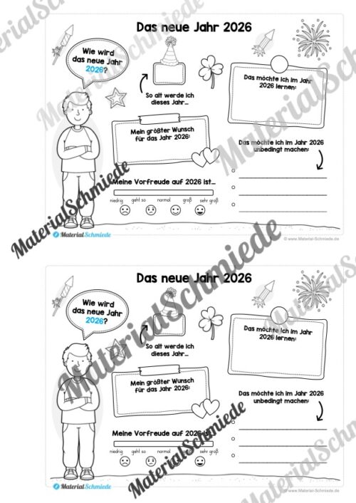 Mini-Heft: Neujahr 2026 (Rückblick & Ausblick) - Arbeitsblatt 08