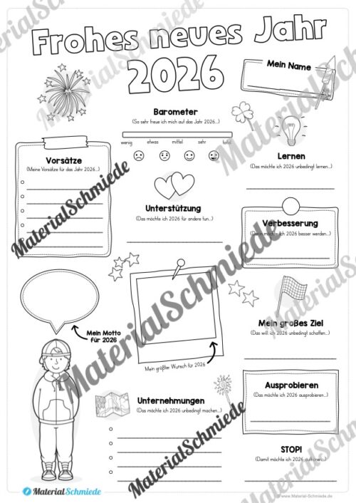 Neujahrsvorsätze 2026 (Steckbrief) - Arbeitsblatt 01