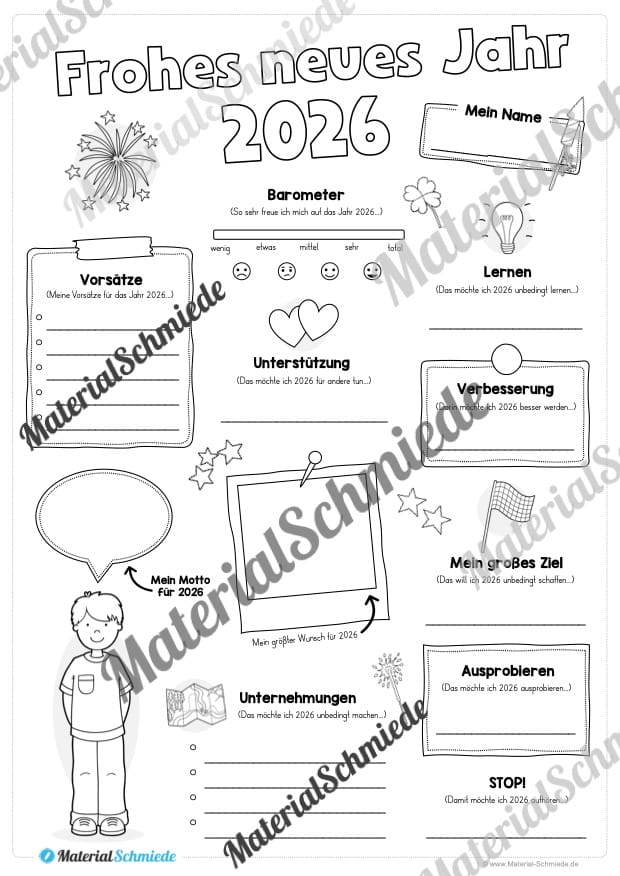 Neujahrsvorsätze 2026 (Steckbrief) – Arbeitsblatt 02