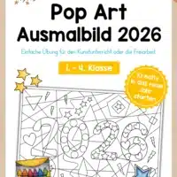 Ausmalbild PopArt Neujahr 2026