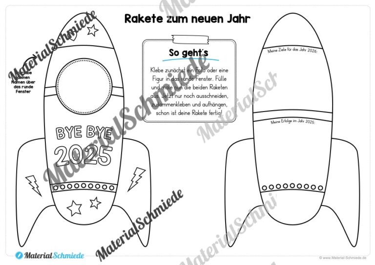 Raketen basteln: Neues Jahr 2026 (Rückblick & Ziele) – Arbeitsblatt 05 Raketen basteln: Neues Jahr 2026 (Rückblick & Ziele) – Arbeitsblatt 05