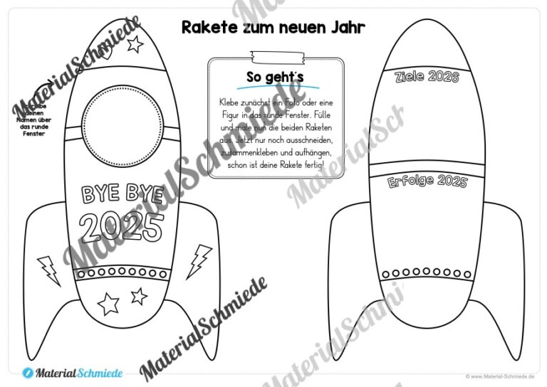 Raketen basteln: Neues Jahr 2026 (Rückblick & Ziele) – Arbeitsblatt 06 Raketen basteln: Neues Jahr 2026 (Rückblick & Ziele) – Arbeitsblatt 06