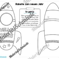 Raketen basteln: Neues Jahr 2026 (Rückblick & Ziele) - Arbeitsblatt 08