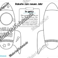 Raketen basteln: Neues Jahr 2026 (Rückblick & Ziele) - Arbeitsblatt 09