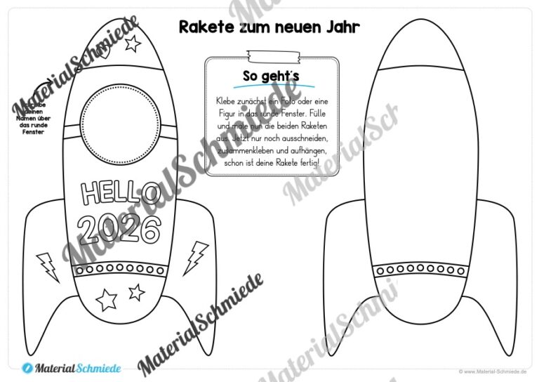 Raketen basteln: Neues Jahr 2026 (Rückblick & Ziele) – Arbeitsblatt 09 Raketen basteln: Neues Jahr 2026 (Rückblick & Ziele) – Arbeitsblatt 09