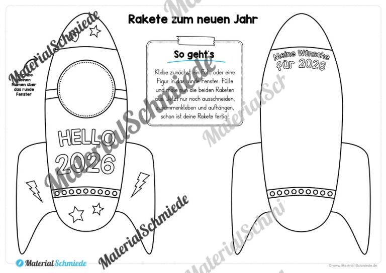 Raketen basteln: Neues Jahr 2026 (Rückblick & Ziele) – Arbeitsblatt 11 Raketen basteln: Neues Jahr 2026 (Rückblick & Ziele) – Arbeitsblatt 11