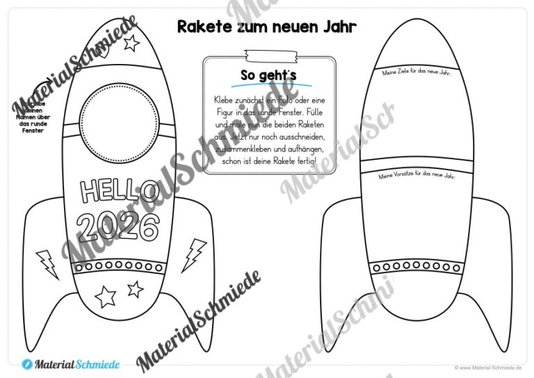 Raketen basteln: Neues Jahr 2026 (Rückblick & Ziele) – Arbeitsblatt 12 Raketen basteln: Neues Jahr 2026 (Rückblick & Ziele) – Arbeitsblatt 12