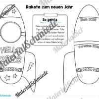 Raketen basteln: Neues Jahr 2026 (Rückblick & Ziele) - Arbeitsblatt 13