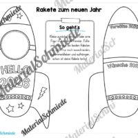 Raketen basteln: Neues Jahr 2026 (Rückblick & Ziele) - Arbeitsblatt 15