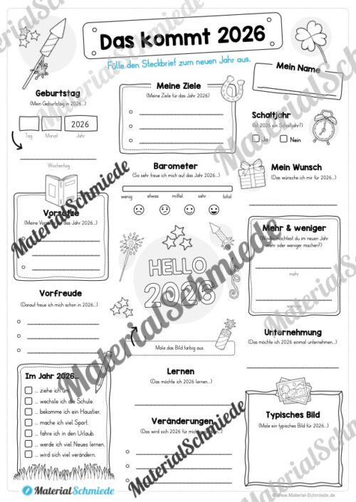 Steckbrief: Das kommt im Jahr 2026 (Arbeitsblatt)