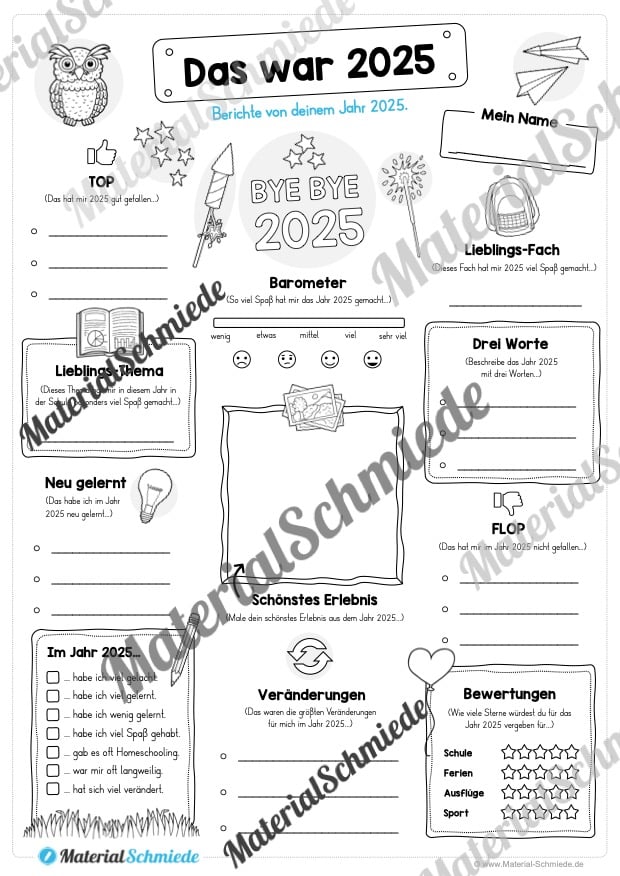 Steckbrief: Das war das Jahr 2025 (Arbeitsblatt)