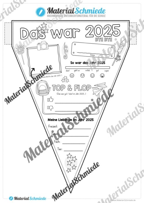 Wimpel: Das war 2025 (Arbeitsblatt)