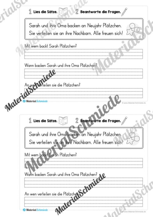 Mini-Heft: Lesetexte Neujahr (1. & 2. Klasse) - Arbeitsblatt 11