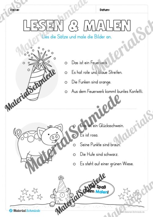 Neujahr: Lese- & Rätselheft (1. & 2. Klasse) - Arbeitsblatt 06