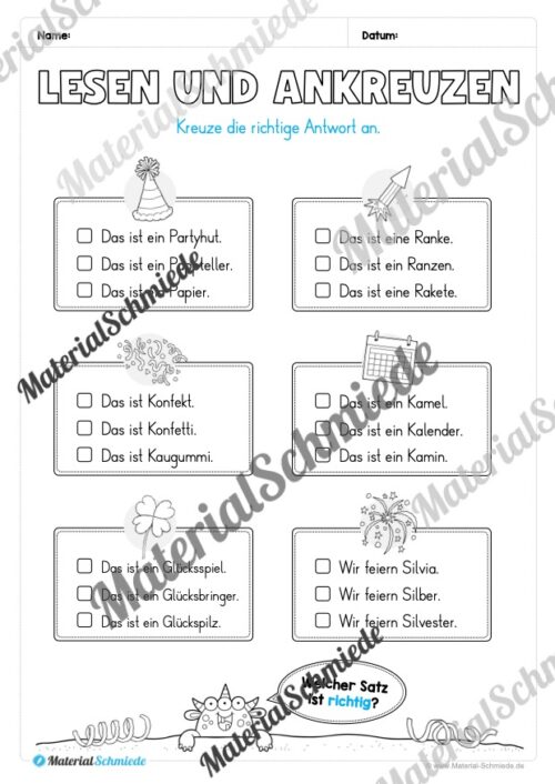 Neujahr: Lese- & Rätselheft (1. & 2. Klasse) - Arbeitsblatt 08