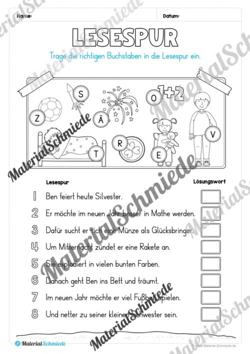 Neujahr: Lese- & Rätselheft (1. & 2. Klasse) - Arbeitsblatt 09