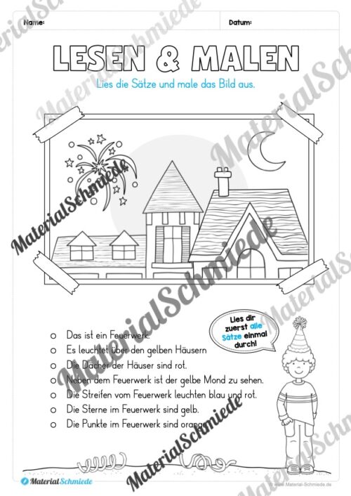 Neujahr: Lese- & Rätselheft (1. & 2. Klasse) - Arbeitsblatt 11