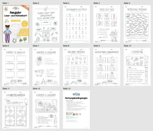 Neujahr: Lese- & Rätselheft (2. & 3. Klasse) - Überblick