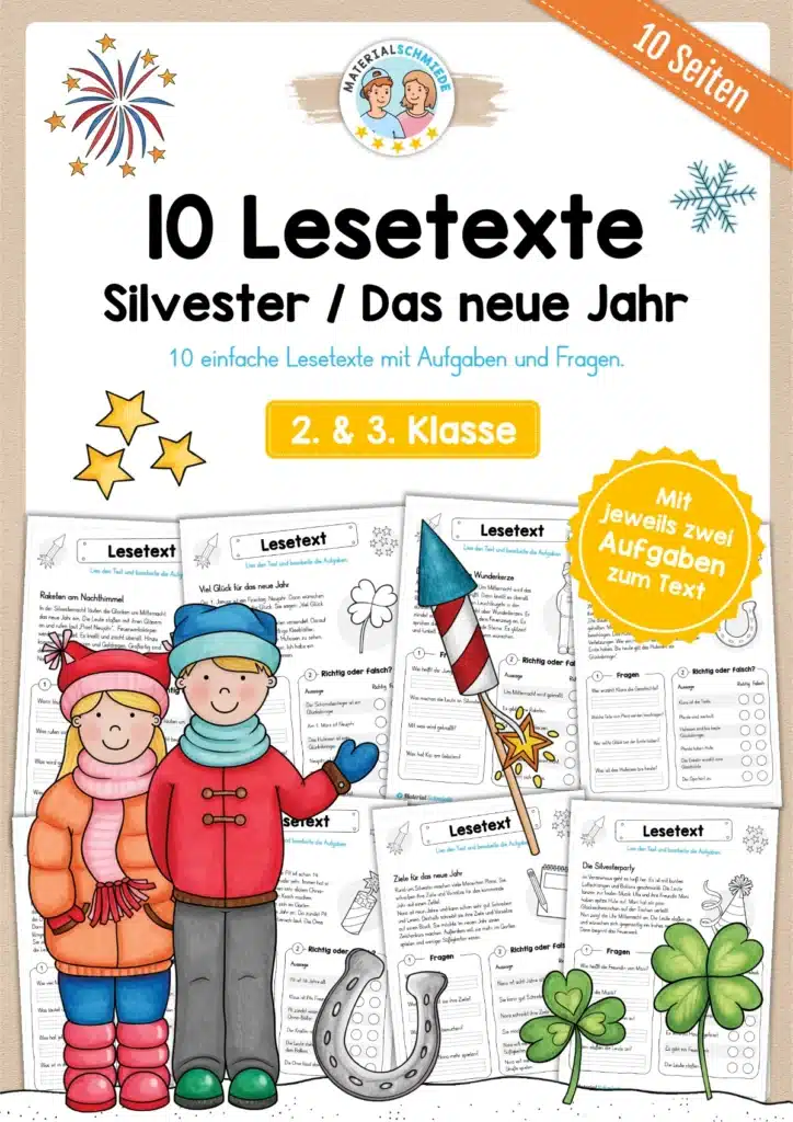 10 Lesetexte zu Silvester / Das neue Jahr (2. & 3. Klasse)