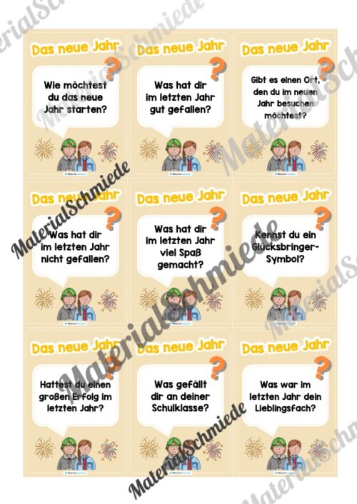 Reflexionskarten zum Jahreswechsel (Arbeitsblatt 02)