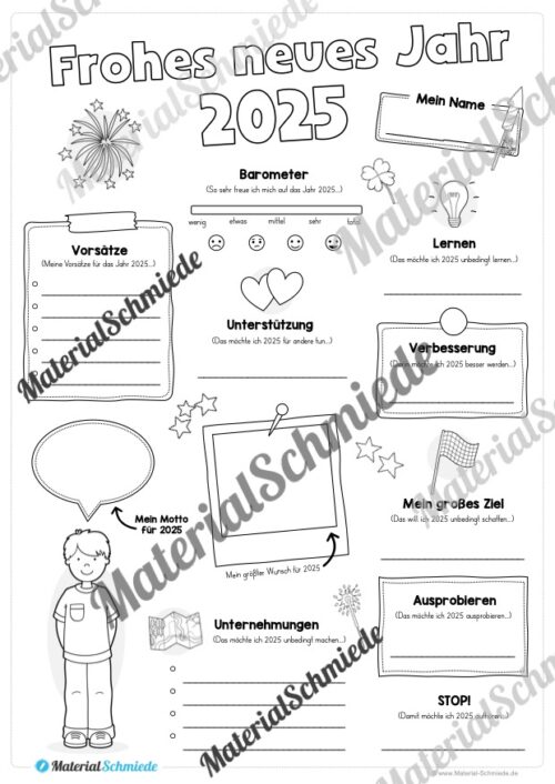 Neujahrsvorsätze 2025 (Steckbrief) - Arbeitsblatt 02