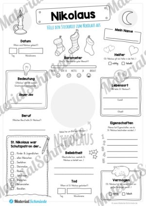 Steckbrief Nikolaus (Vorschau Arbeitsblatt)