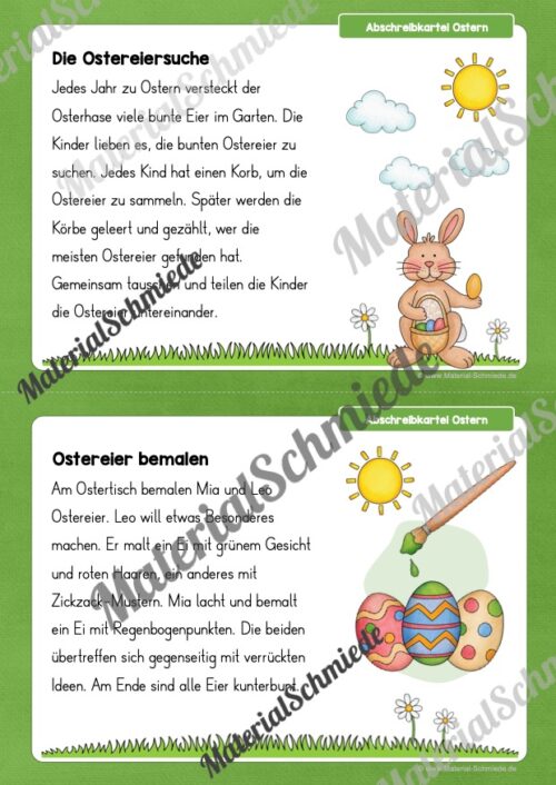Abschreibkarten: Thema Ostern (12 Karten) - Arbeitsblatt 01