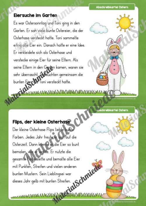 Abschreibkarten: Thema Ostern (12 Karten) - Arbeitsblatt 02