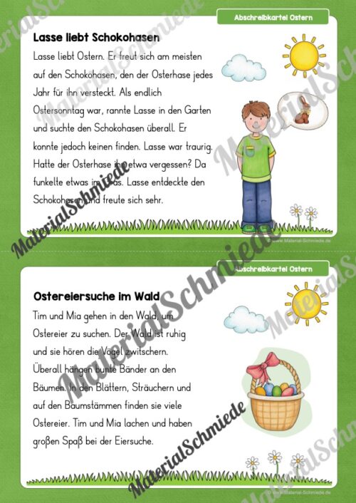 Abschreibkarten: Thema Ostern (12 Karten) - Arbeitsblatt 04