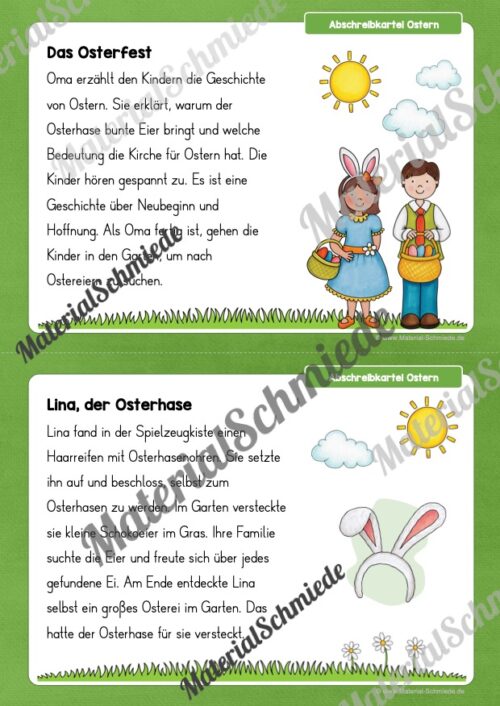 Abschreibkarten: Thema Ostern (12 Karten) - Arbeitsblatt 05