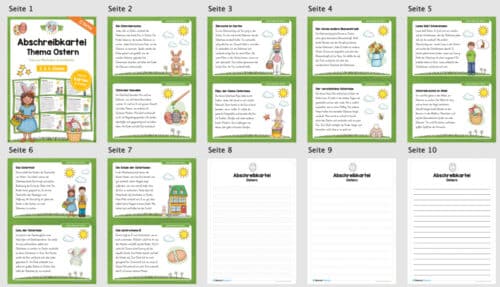 Abschreibkarten: Thema Ostern (12 Karten) - Überblick