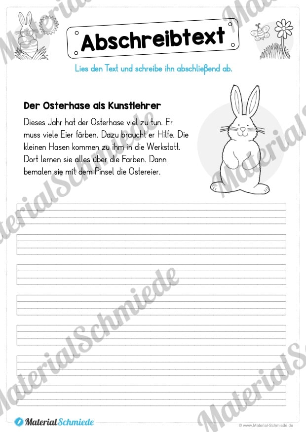 10 Abschreibtexte zu Ostern (Der Osterhase als Kunstlehrer)