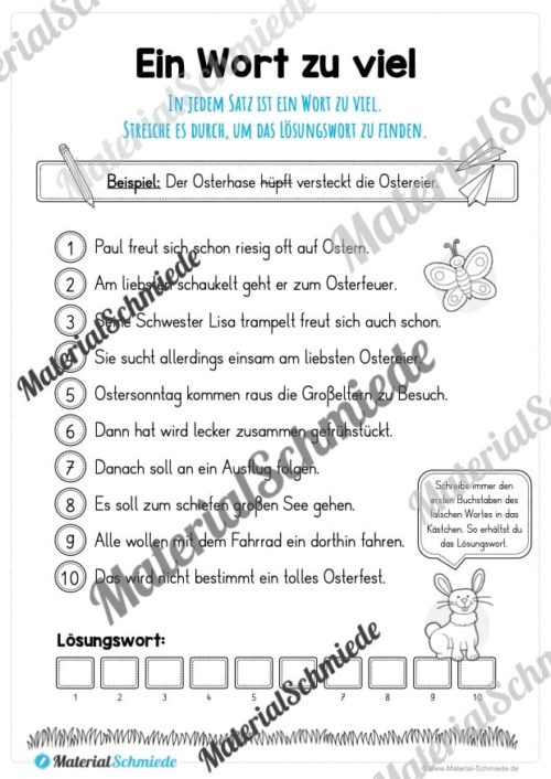 Leseübung zu Ostern: Ein Wort zu viel (Vorschau)