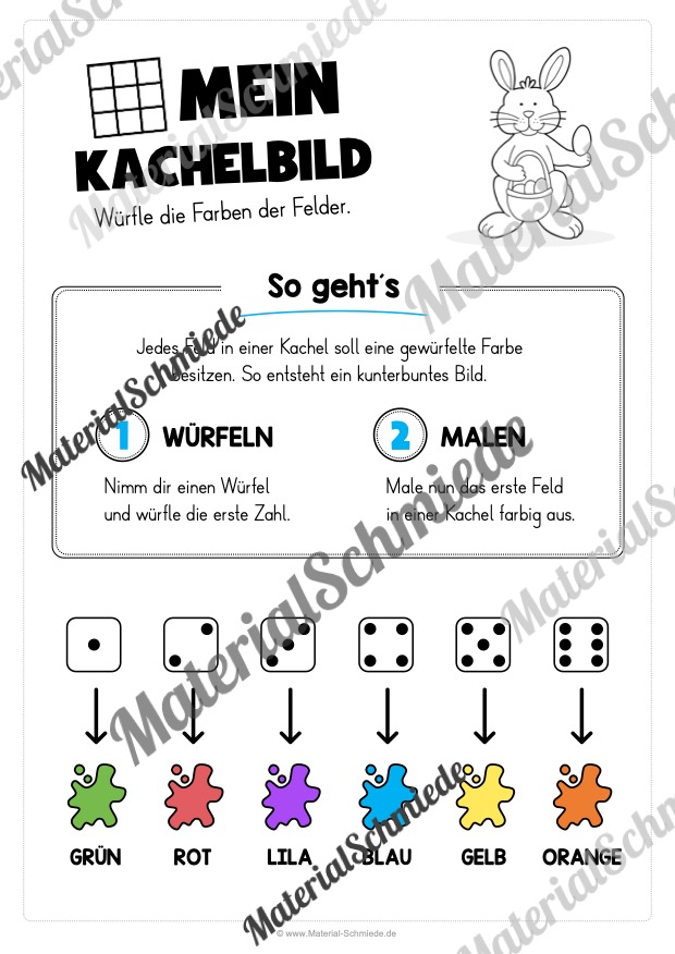 Kachel-Ausmalbilder zu Ostern (Arbeitsblatt 01)