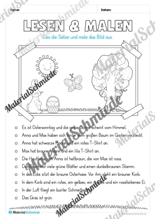 Lese- & Rätselheft zu Ostern (1. & 2. Klasse) - Arbeitsblatt 11