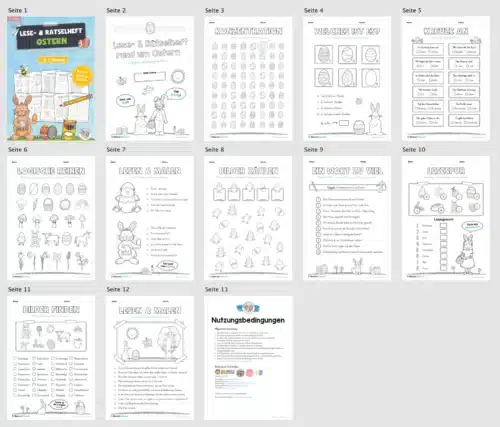 Lese- & Rätselheft zu Ostern (1. & 2. Klasse) - Überblick
