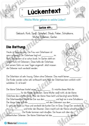 10 Leseübungen zu Ostern (Lückentext)