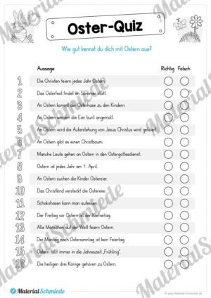 10 Leseübungen zu Ostern (Oster-Quiz)