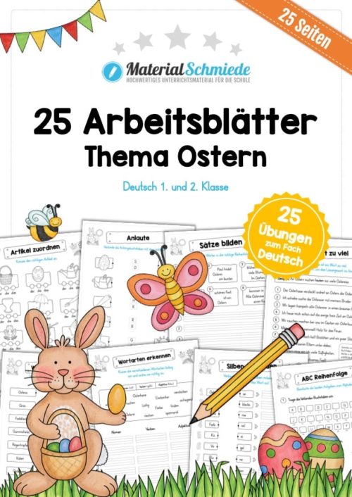 Materialpaket Ostern: Deutsch 1. & 2. Klasse (25 Arbeitsblätter)