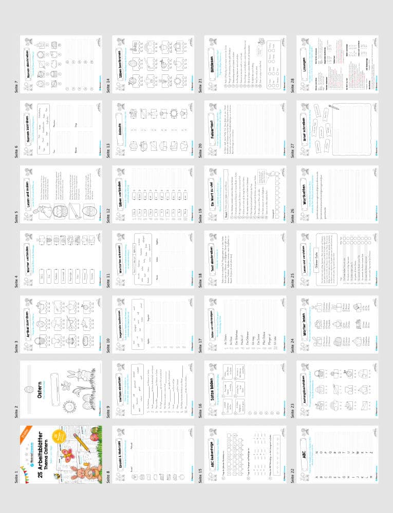 Materialpaket Ostern: Deutsch 1. & 2. Klasse (Überblick)