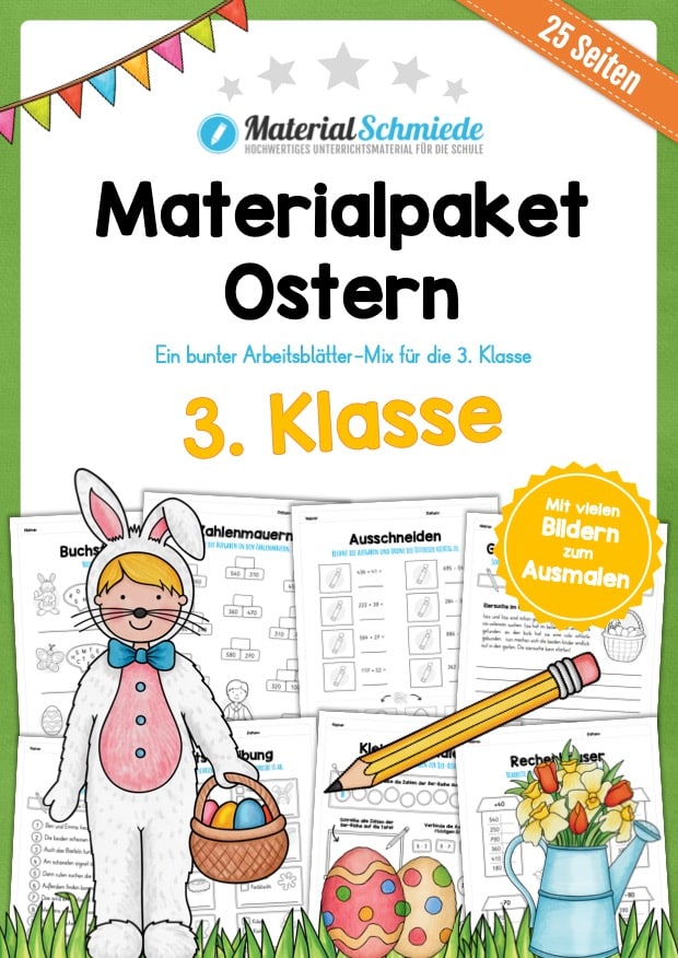 Materialpaket Ostern: 3. Klasse (25 Arbeitsblätter)