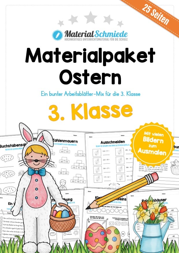 Materialpaket Ostern: 3. Klasse (25 Arbeitsblätter)